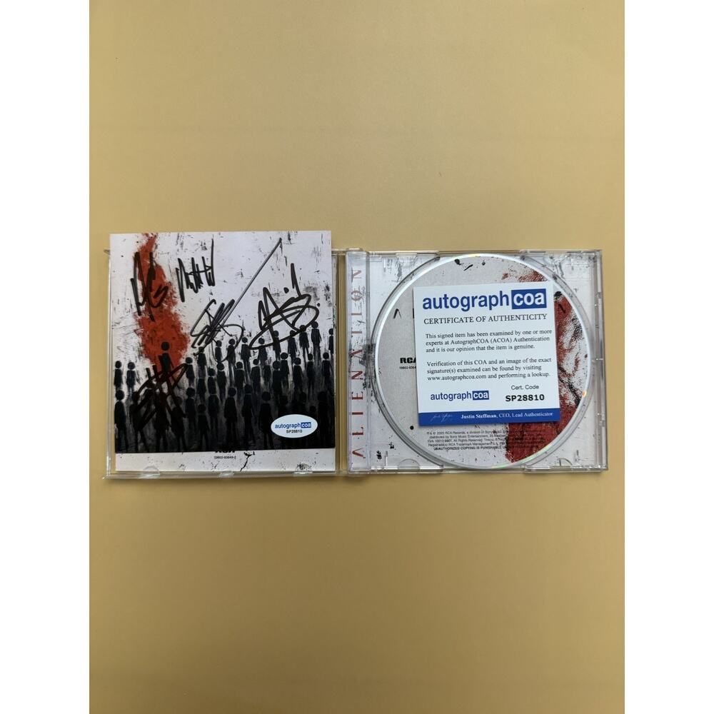 Three Days Grace Alienation SIGNED CD Autograph All Members ACOA SP28810